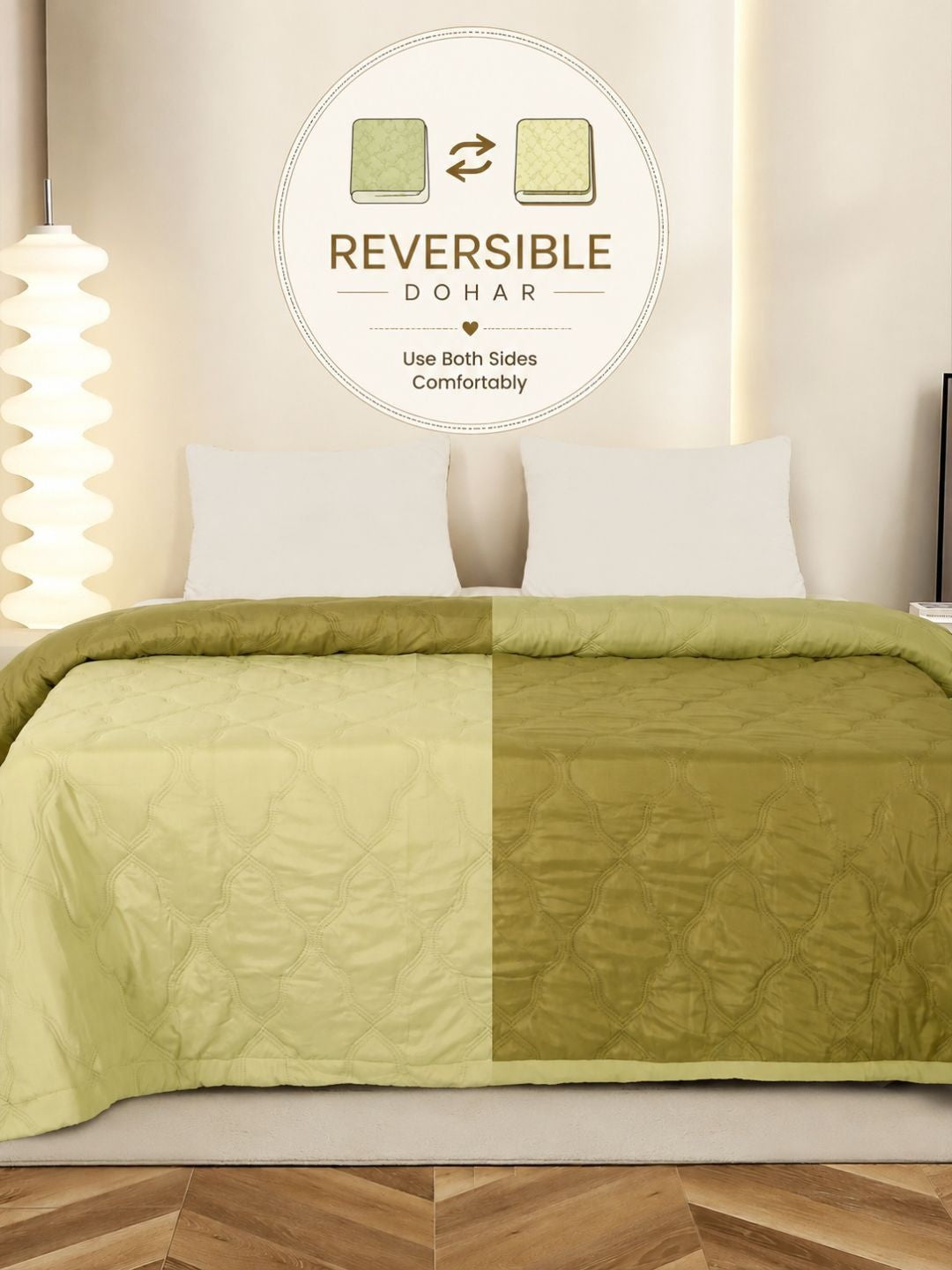 Green geometric AC room quilt